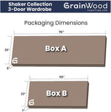 Shaker 3-Door Wardrobe, Walnut