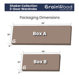 Shaker 3-Door Wardrobe, Walnut