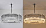 Modern Black Crystal Chandelier, 18 Light Circular Farmhouse Chandelier, high Ceiling