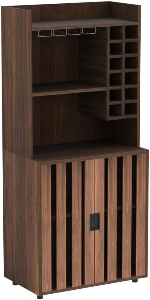 Wine Bar Cabinet for Liquor and Glasses with 12 Wine Bottle Racks