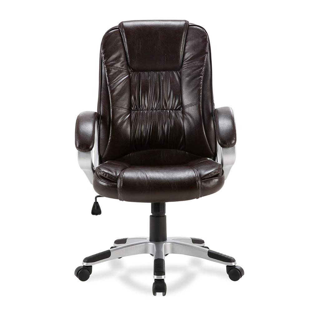 New Brown Executive Ergonomic Office Chair PU Leather High Back Computer Desk