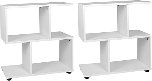 Modern 2-Tier S-Shaped Geometric Bookshelf