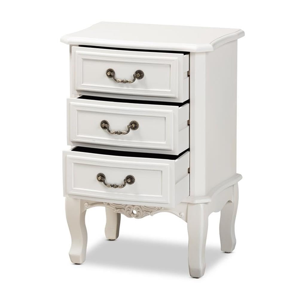 Studio Gabrielle Traditional French Country Provincial White-Finished 3-Drawer Wood