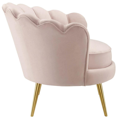 Admire Scalloped Edge Performance Velvet Accent Lounge Arm Chair in Pink