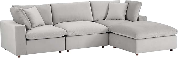 Modway Commix Down-Filled Overstuffed Vegan Leather 4-Piece Sectional Sofa