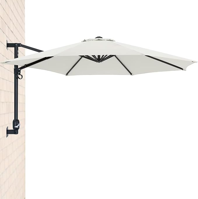 Patio Umbrella 10FT - Wall Mount Outdoor Hanging Umbrella Sunshade Umbrella