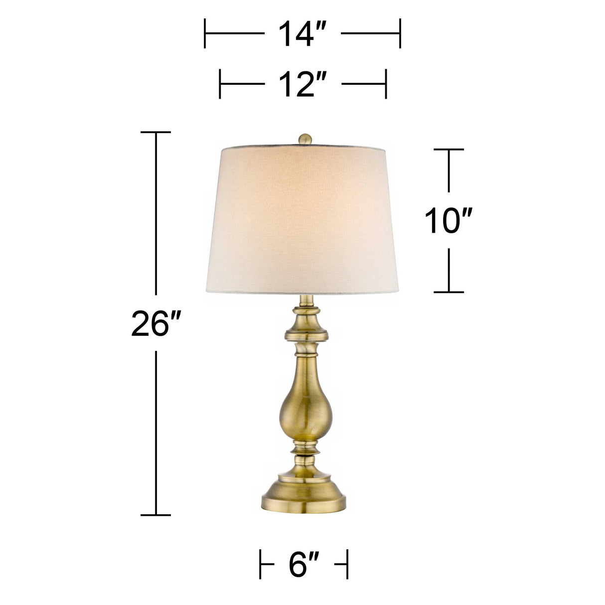 Fairlee Traditional Candlestick Style Table Lamps 26" High Set of 2 Antique Brass Gold