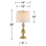 Fairlee Traditional Candlestick Style Table Lamps 26" High Set of 2 Antique Brass Gold