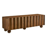 Sorren 54 Inch Scalloped TV Stand in Walnut – 3 Door Media Console Cabinet