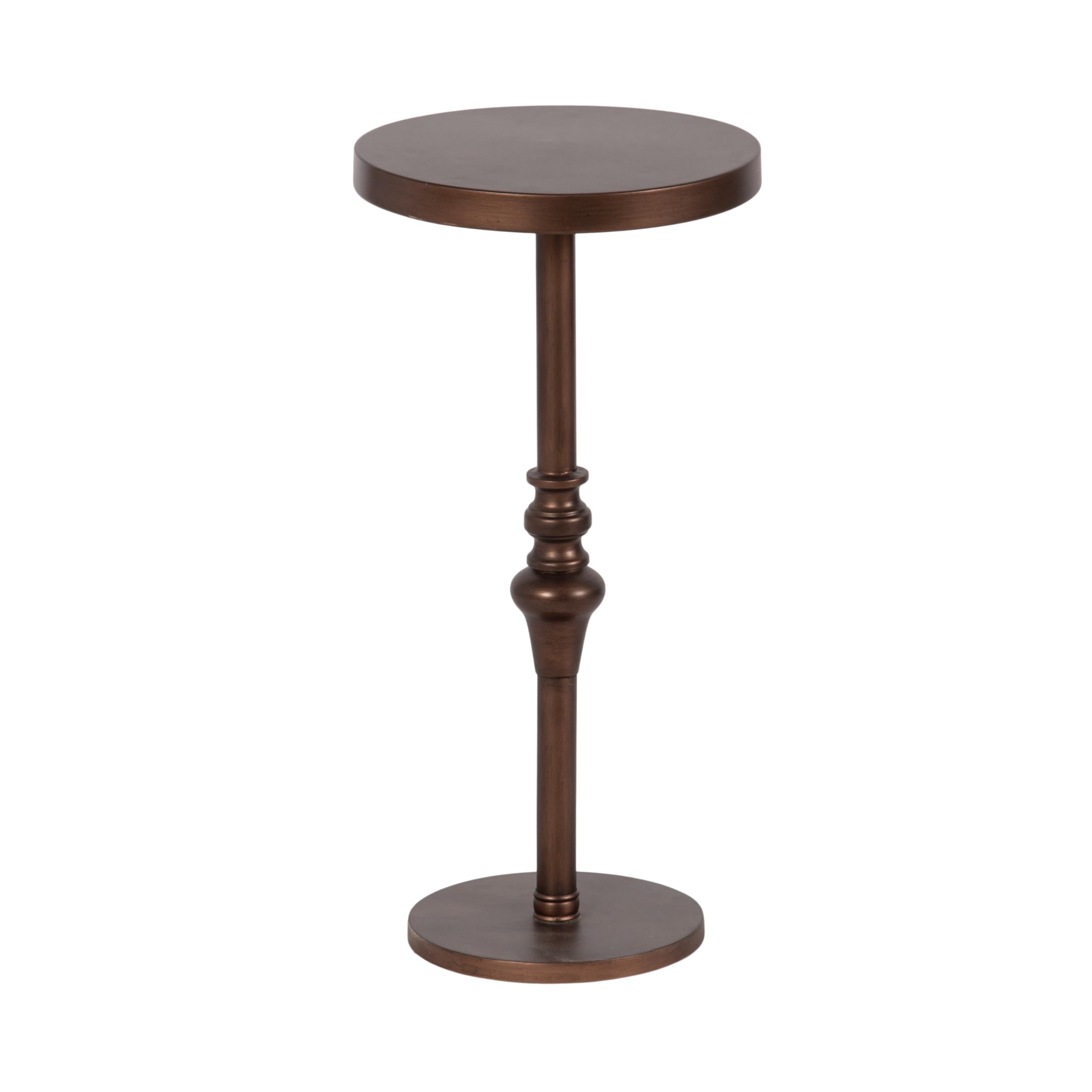 Stratton Round Pedestal Drink Table, 13 x 13 x 26, Bronze, Decorative Mini Table