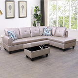 MZX-Niki-SF-00072-LWJ Sofas & Couches, Right Chaise, Latte-Faux Leather