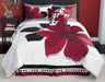 12 - Piece Burgundy Red Black White floral Bed-in-a-bag QUEEN Size Bedding