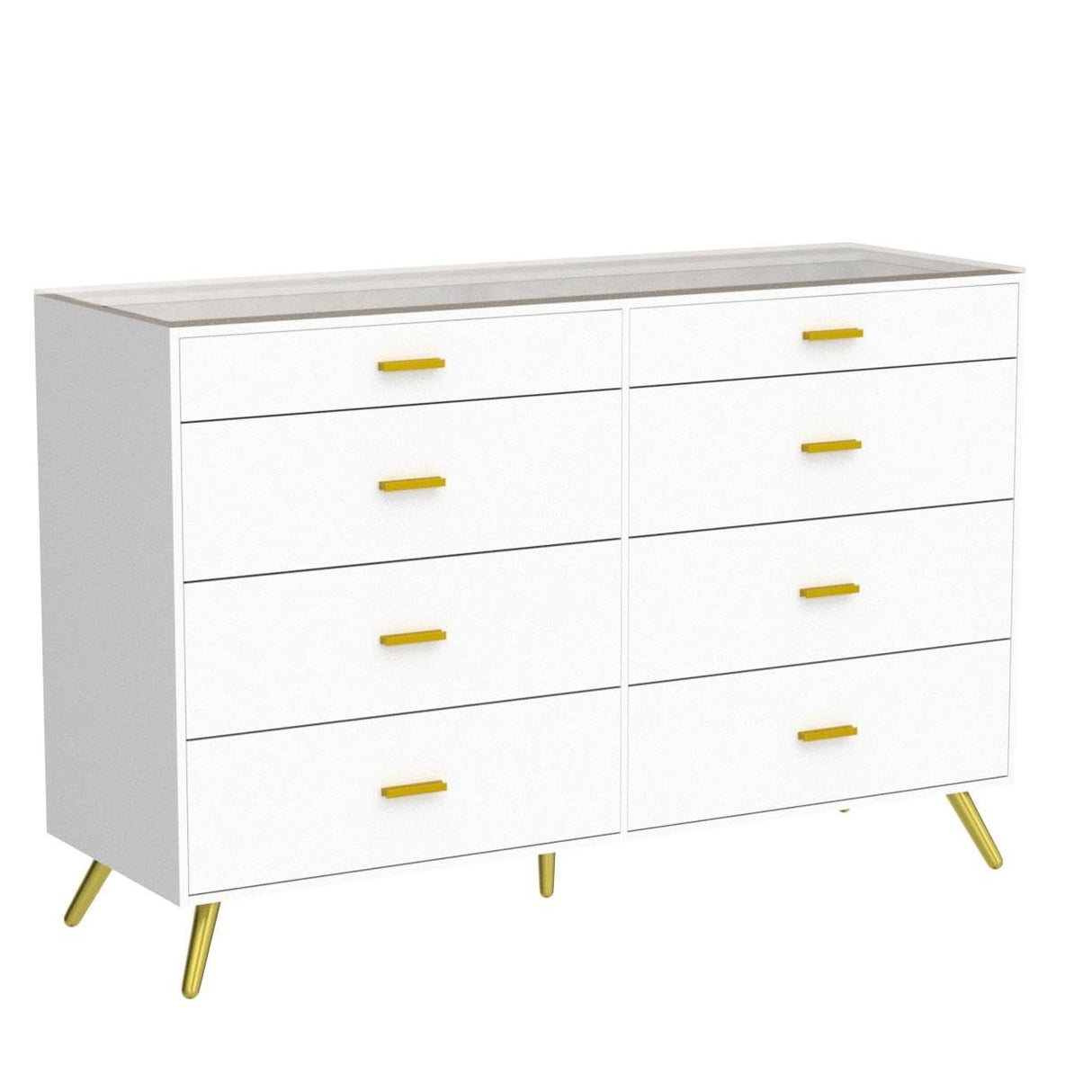 White Dresser with LED Lights for Bedroom,8 Drawer Dressers