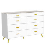 White Dresser with LED Lights for Bedroom,8 Drawer Dressers