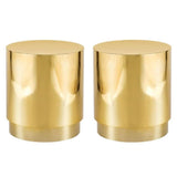 Gold Stainless Steel Drum End Table - Set of 2