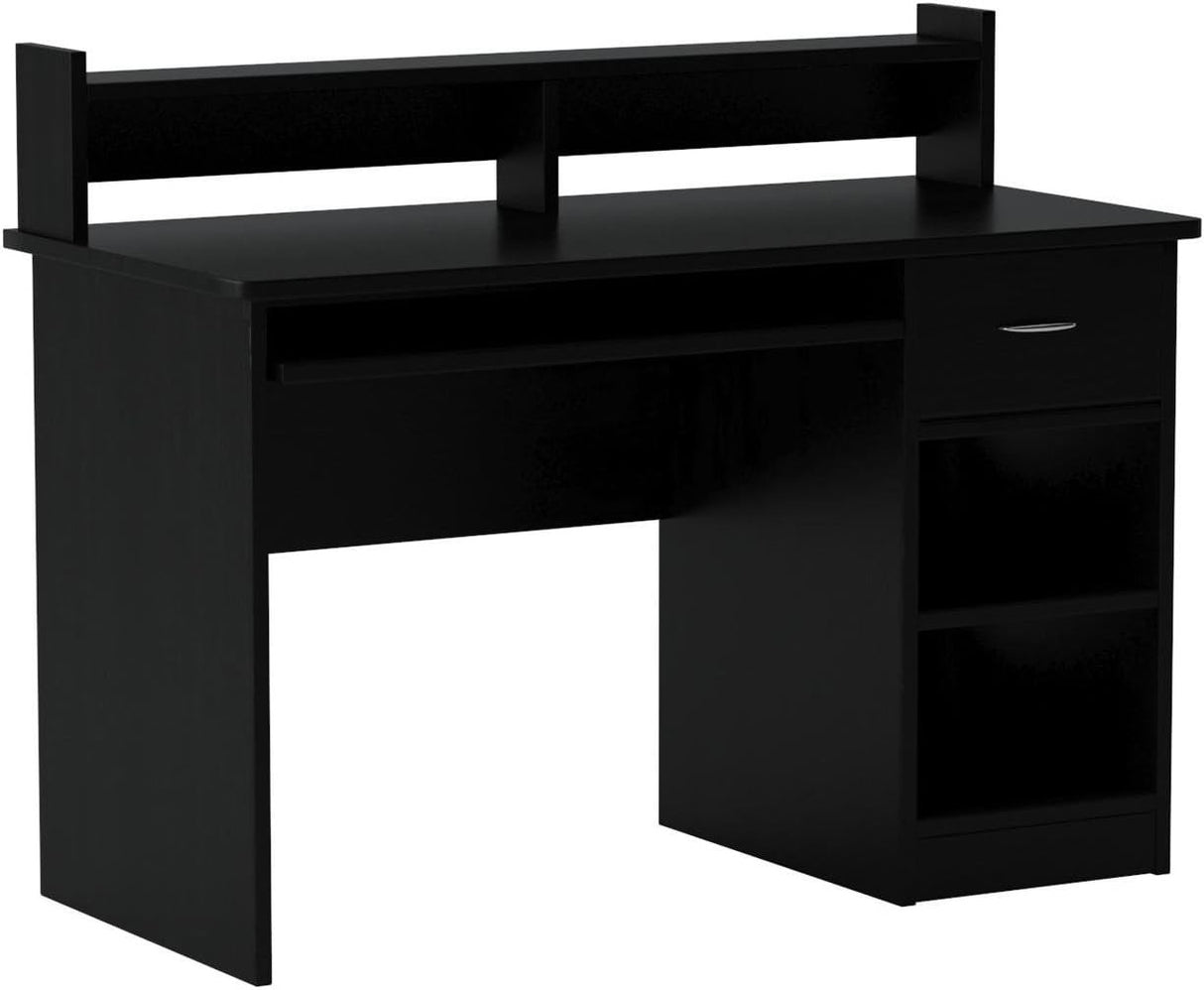 Essential Computer Desk, Hutch with Pull-Out Keyboard, Black