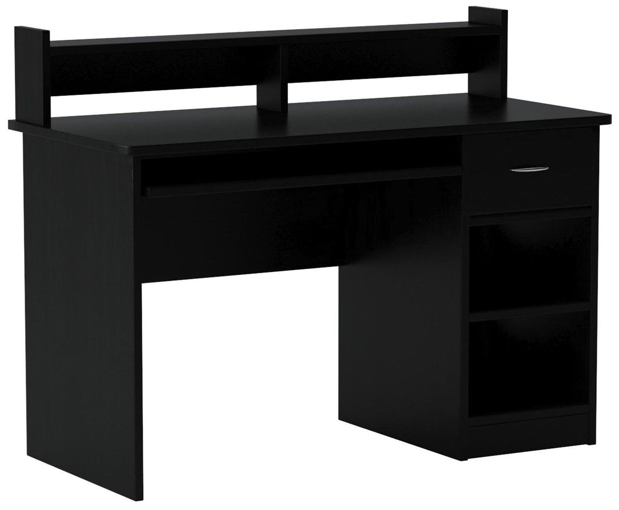 Essential Computer Desk, Hutch with Pull-Out Keyboard, Black