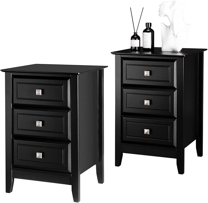 Upgraded White Night stands for Bedrooms Set of 2, Modern Nightstand