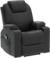 Power Lift Recliner Chair for Elderly, Electric Massage Heated Recliner Chair, Faux Leather Lift Chair with 2 Remote Controls, USB Ports, Cup Holders & Side Pockets for Living Room (Black)