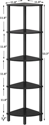 Corner Shelf, 5-Tier Corner Bookshelf, Industrial Corner Ladder Shelf,