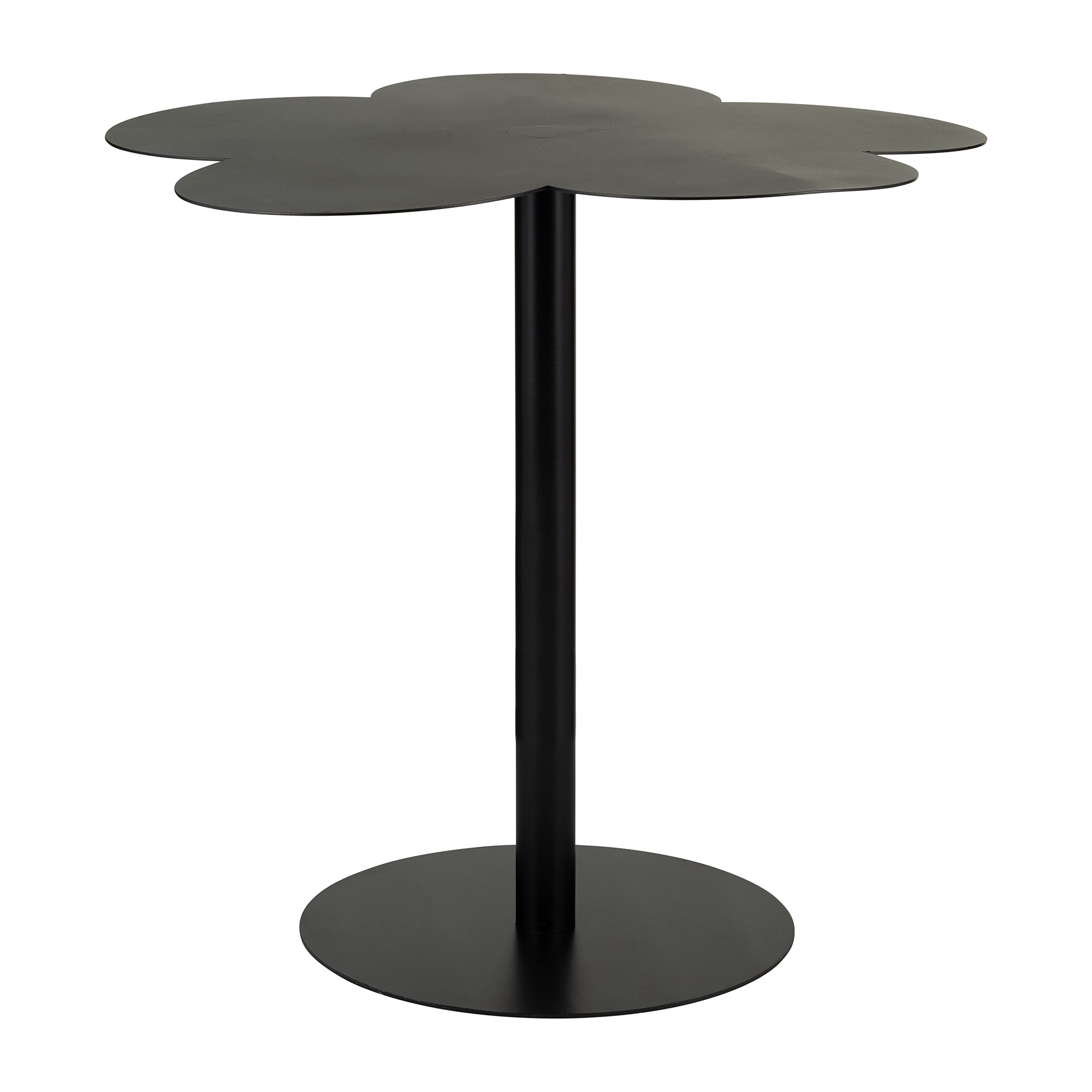 Metal 21" H Clover Shaped Top Side Table in Black Finish with Iron Construction