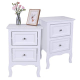 White Nightstand Set of 2. Farmhouse End Side Table Set of 2 Bedside Nightstands Chest