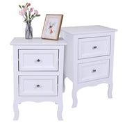 White Nightstand Set of 2. Farmhouse End Side Table Set of 2 Bedside Nightstands Chest