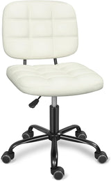 Armless Home Office Desk Chair with Wheels, Modern Ergonomic Drafting Rolling Chair