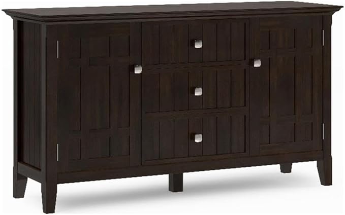 Bedford Solid Pine Wood 54 inch Rustic Sideboard Buffet Credenza in Dark Tobacco