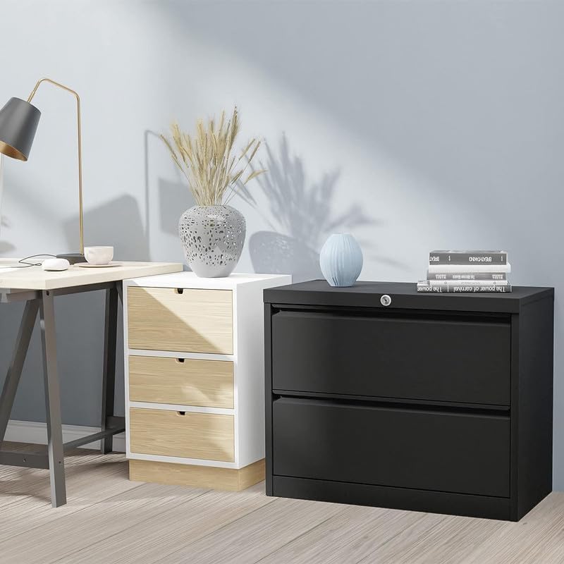 Lateral File Cabinet with Lock,2 Drawer Metal Wide Filing Organization Cabinet