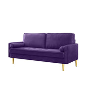 67'' Velvet Sofa Bed, Modern Loveseat with Gold Metal Legs and 2 Bolster Pillows