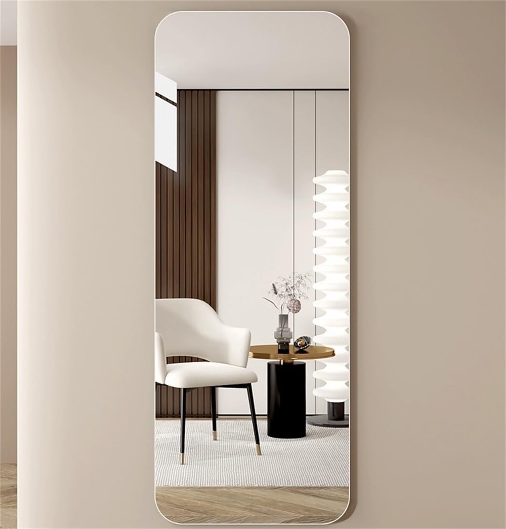 65 x 24 InchPremium Wall-Mounted Frameless Full Length Mirror, 5mm Tempered Glass, Rounded Corner Design, Sleek and Stylish Full Body Mirror for Bedroom/Bathroom