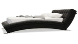 Adonis Black Tufted Genuine Leather Platform Bed - Queen