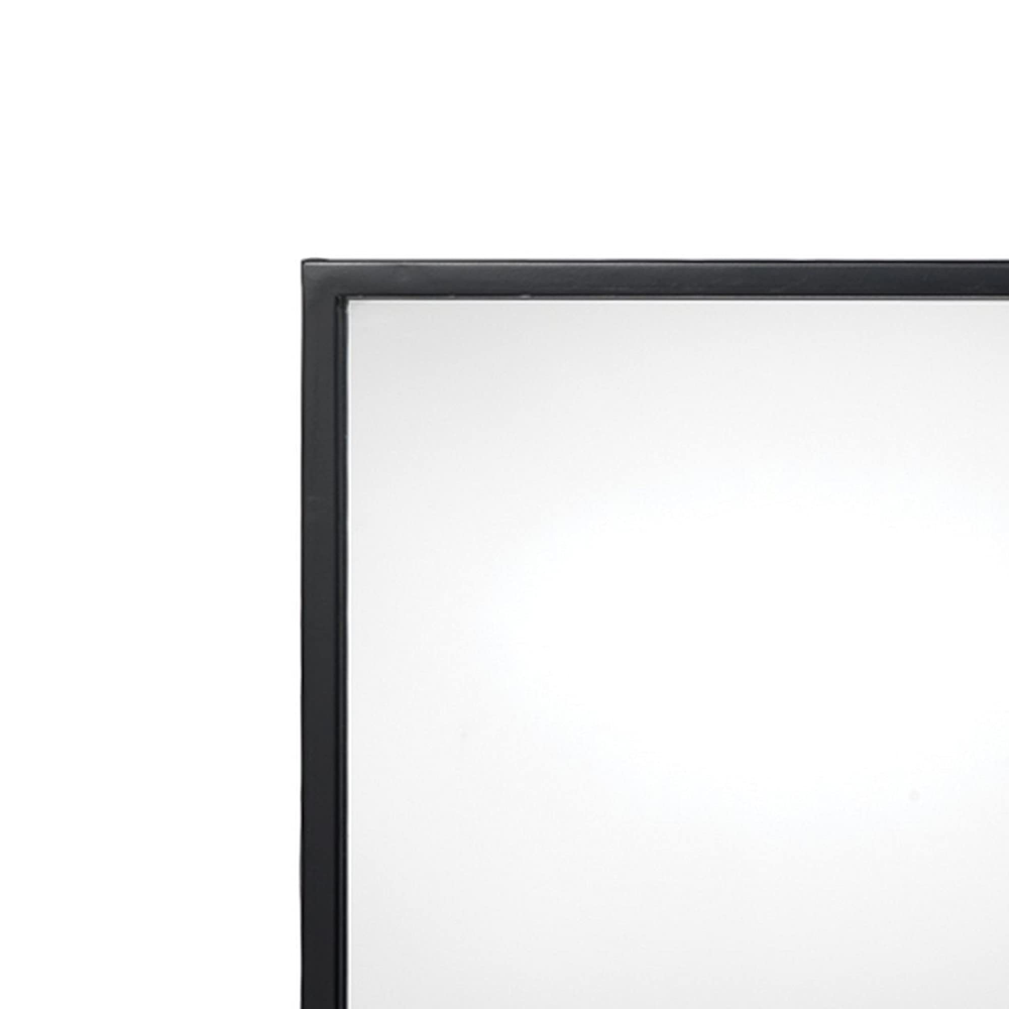 Wall Mirror with Sleek Metal Frame and Loop Hook, Black