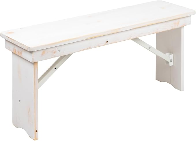 Hercules Series 40" x 12" Commercial Grade Rustic Solid Pine Folding Bench