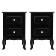Black Nightstand Set of 2 for Bedroom, Vintage Small Night Stand with Drawers, Farmhouse Side Table,