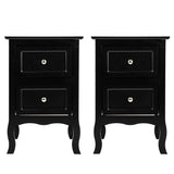 2Pcs Wooden Nightstand with Drawers, Drawers Nightstand Tall End Table Storage Two-Tier Black Night Tables Bedroom Set of Two for Home Living Room Bedroom (Black)