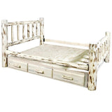 Montana Collection King Bed with Storage, Clear Lacquer Finish