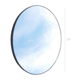 24-Inch Diameter Round Wall Mirror, Black Rubber Rim 18159