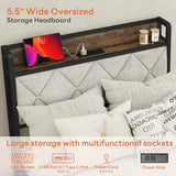 Queen Bed Frame with Storage Headboard & USB Charging Station
