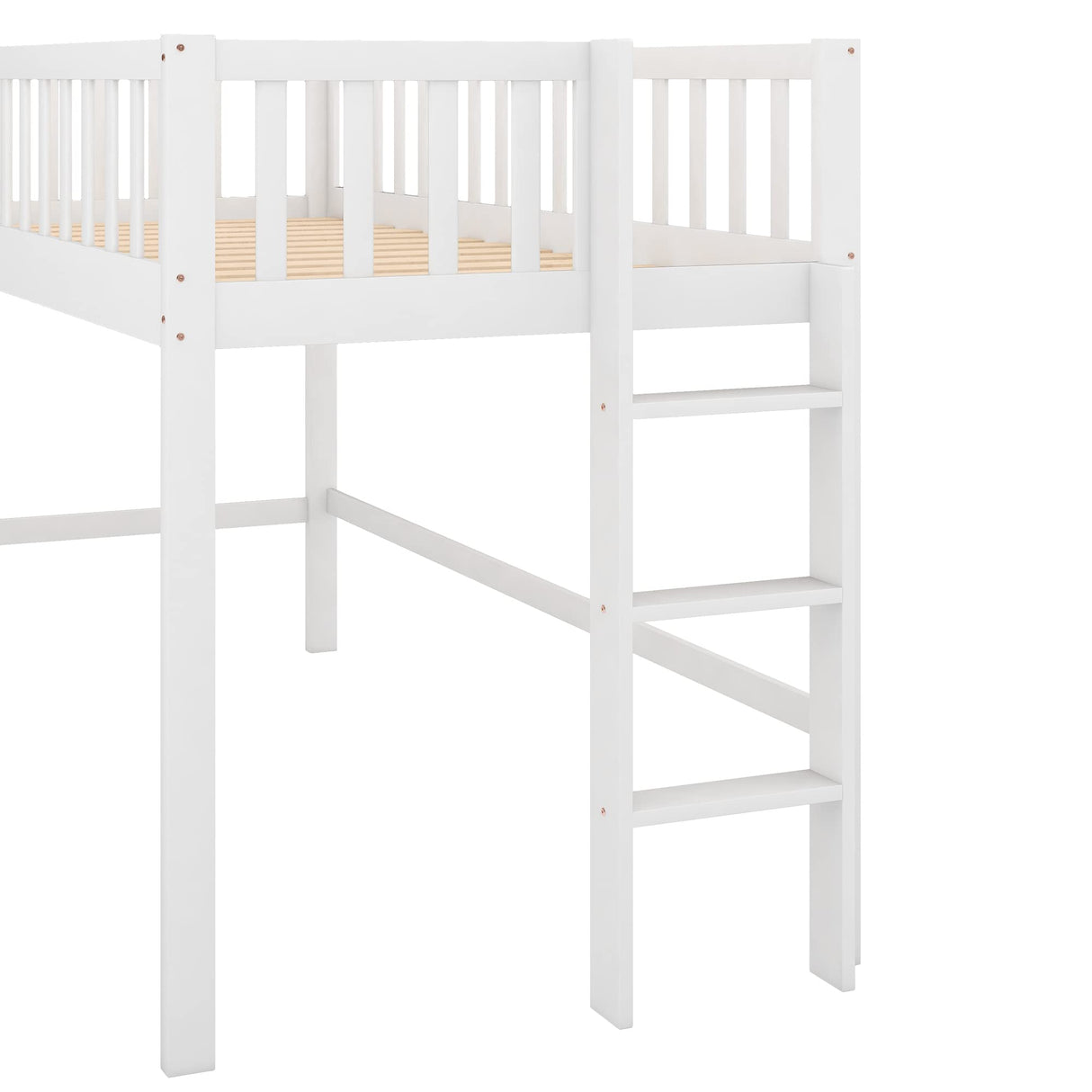 Twin Size Low Loft Bed for Kids,Loft Bed with Slide and Ladder