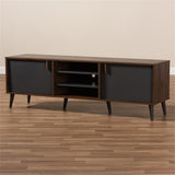 Modern TV Stand Console Entertainment Center in Brown and Dark Grey