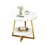 2-Tier Sofa Side Table, Modern Small Round End Table, Ideal as Bedside Table