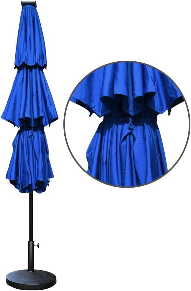 USA Solar 9ft 3 Tiers Market Umbrella with 80 LED Lights Patio Umbrellas Outdoor Table