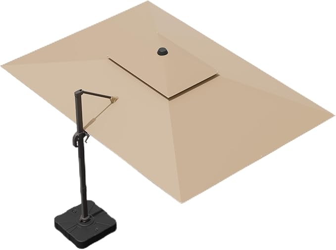 10x13 FT Patio Umbrella, Large Cantilever Rectangular Double Top Heavy Duty Offset Umbrellas