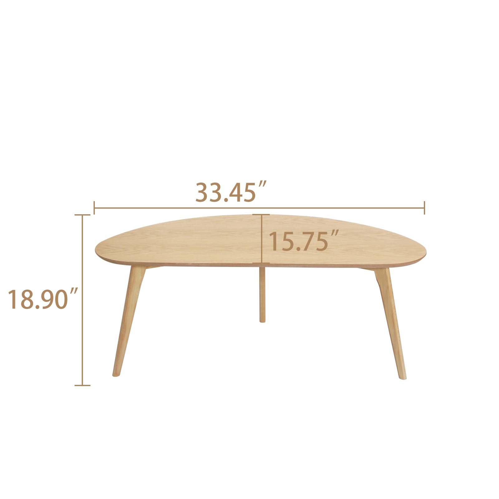 Oval Coffee Table，Wooden Coffee Table，Mid Century Modern for Living Room