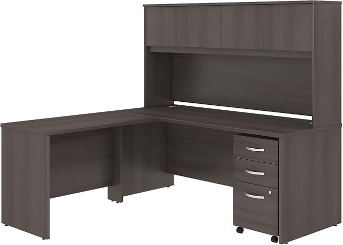 Studio C L Shaped Desk with Hutch, Mobile File Cabinet and Return, 72W x 30D
