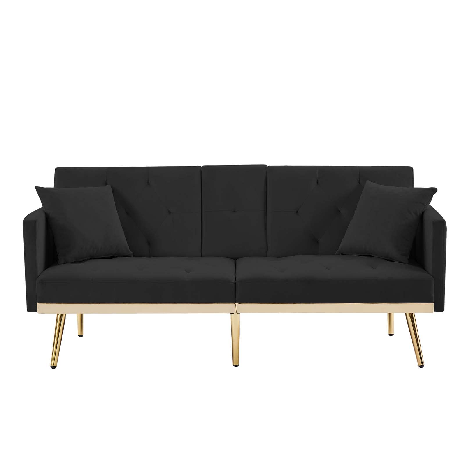 69''Convertible Futon Sofa Bed, Modern Folding Velvet Sleeper Couch Bed