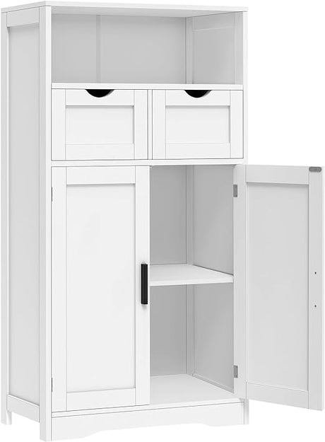 Storage Cabinet, Bathroom Cabinet with 2 Drawers & 2 Adjustable Shelves, Cupboard