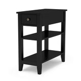 Side Table Living Room, Narrow End Table with Drawer and Shelf, 3-Tier Sofa End Table